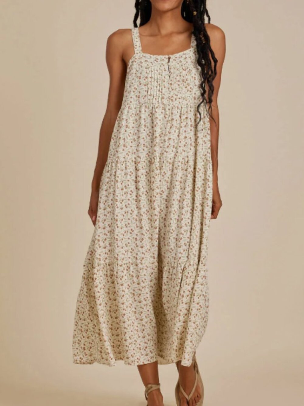 Rylee + Cru Colbie Maxi Dress Kumquat XS Tiered Pintuck